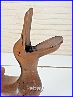 Art Deco Sculpture Animaliere Canard Noel Ange Martini Bois Taille Directe