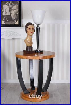 Art Déco Table Rond D'Appoint Antique Plateau à Thé en Bois 20er Ans Stil Rétro Art Déco Table Rond D'Appoint Antique Plateau à Thé en Bois 20er Ans Stil Rétro