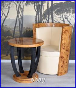 Art Déco Table Rond D'Appoint Antique Plateau à Thé en Bois 20er Ans Stil Rétro Art Déco Table Rond D'Appoint Antique Plateau à Thé en Bois 20er Ans Stil Rétro