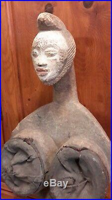 Art africain soufflet de forge fang gabon cuir souple H 66 cm 1980 outil déco