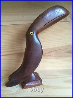 Art déco superbe sculpture d'un toucan en acajou, hauteur 24 cm