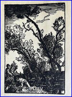 Auguste Lepère Lepere gravure sur bois Woodcut Paysage Forêt Campagne Art Déco