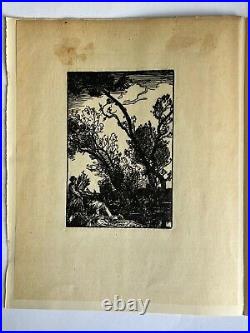 Auguste Lepère Lepere gravure sur bois Woodcut Paysage Forêt Campagne Art Déco