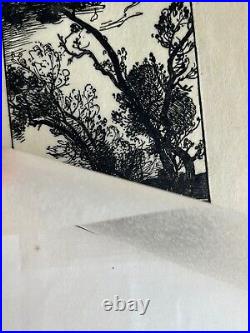 Auguste Lepère Lepere gravure sur bois Woodcut Paysage Forêt Campagne Art Déco