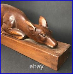 BICHE SCULPTEE SCULPTURE BOIS art déco en noyer vintage antique BICHE SCULPTEE SCULPTURE BOIS art déco en noyer vintage antique
