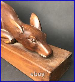 BICHE SCULPTEE SCULPTURE BOIS art déco en noyer vintage antique BICHE SCULPTEE SCULPTURE BOIS art déco en noyer vintage antique