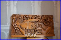 Bas Relief En Chene Sculpte Eve Au Paradis Terrestre Negri Art Deco 1930-1940