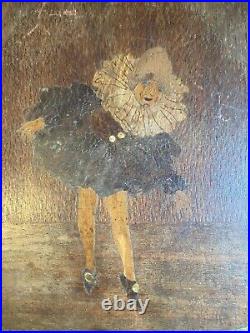 Beau Et Rare panneau De marqueterie Personnage 1910 1920