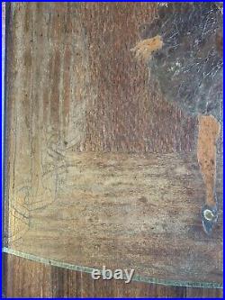 Beau Et Rare panneau De marqueterie Personnage 1910 1920