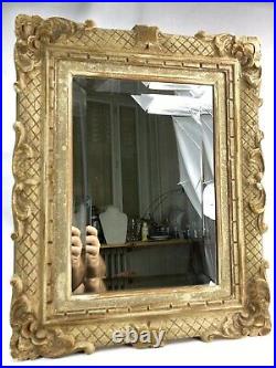 Belle Glace Miroir Annees 40 En Bois Peint Sculpte Style Baroque Miroir Biseaute