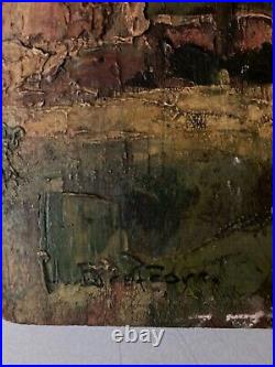 Belle peinture huile panneau bois 1900 paysage impressionniste Forêt Ancien Art