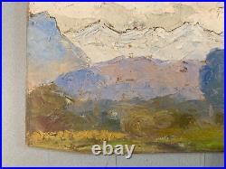Belle peinture huile panneau bois 1920 paysage fauve ancien art à Identifier Art