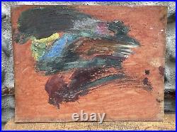 Belle peinture huile panneau bois 1930 paysage post impressionniste ferme champs