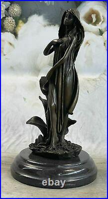 Bronze Art Déco Nymphe De The Bois Figurine Mavchi Signée Style Nouveau