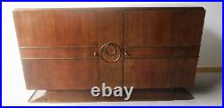 Buffet WOOD WOOD Art Deco 1930/1940 Bois 2 portes 2 tiroirs Motifs Metal