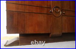 Buffet WOOD WOOD Art Deco 1930/1940 Bois 2 portes 2 tiroirs Motifs Metal