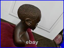 Buste d'africain art déco en palissandre, poids 3,6kg, H 30cm