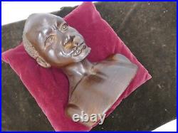 Buste d'africain art déco en palissandre, poids 3,6kg, H 30cm