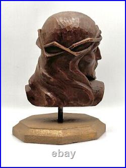 Buste du Christ Jesus en bois sculpture signé JANT (SMIT) Art déco sculpture XXe