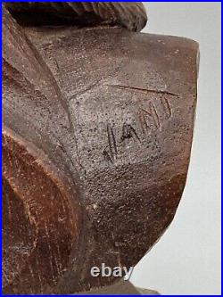 Buste du Christ Jesus en bois sculpture signé JANT (SMIT) Art déco sculpture XXe