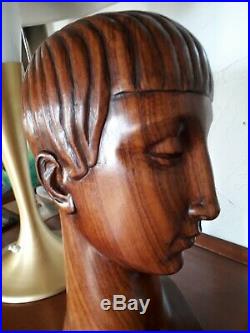 Buste femme Art Deco 1925 attribué Antoine Bourdelle en bois de rose