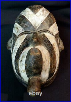 C Art Africain Masque ancien luba congo rondeur dualité des couleurs 33cm déco