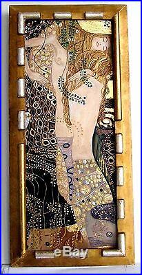 Cadre Ancien Bois Dore Art Deco Peinture Huile/toile Repro Klimt (feuille Or)