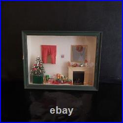 Cadre boite vitrine Noël fait main ECV art nouveau déco XXe PN France N2822