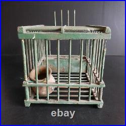 Cage oiseau bois métal fait main vintage art déco maison design XXe France N5053