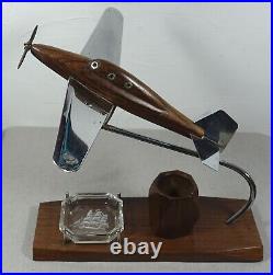 Cendrier d'avion avec porte-allumettes art deco tres rare