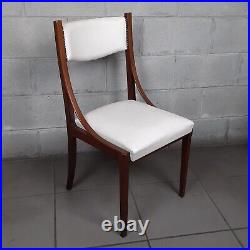Chaise En Bois Et En Cuir Blanc Rembourrée Art Déco Collection Vintage Années 50