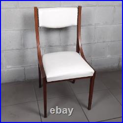 Chaise En Bois Et En Cuir Blanc Rembourrée Art Déco Collection Vintage Années 50