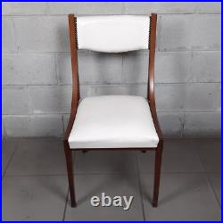 Chaise En Bois Et En Cuir Blanc Rembourrée Art Déco Collection Vintage Années 50