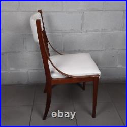 Chaise En Bois Et En Cuir Blanc Rembourrée Art Déco Collection Vintage Années 50