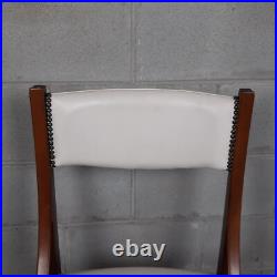 Chaise En Bois Et En Cuir Blanc Rembourrée Art Déco Collection Vintage Années 50