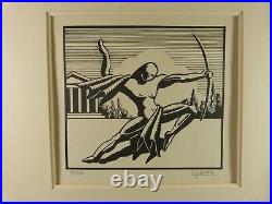 Charles DUBIN (1900-1948) Gravure sur bois Art Déco originale L'Archer 1930