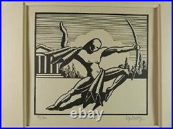 Charles DUBIN (1900-1948) Gravure sur bois Art Déco originale L'Archer 1930