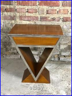 Chevet / table style Art Déco en bois et chrome