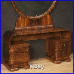 Coiffeuse meuble en bois de noyer style ancien Art Deco miroir commode table