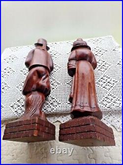 Couple de personnages en bois sculpté massif-pieds de meuble