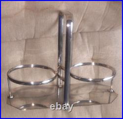 Double Confiturier Cristal Baccarat Metal Argente + Bois Art Deco Double Confiturier Cristal Baccarat Metal Argente + Bois Art Deco