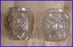 Double Confiturier Cristal Baccarat Metal Argente + Bois Art Deco Double Confiturier Cristal Baccarat Metal Argente + Bois Art Deco