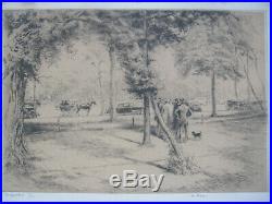 Edgar Chahine Belle gravure Au Bois Vincennes Boulogne N° 2/100 Cadre époque
