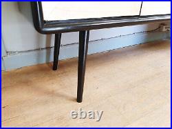 Enfilade Art Deco En Bois Noir, Miroir Dore, Parchemin Epoche 1940 Restaure