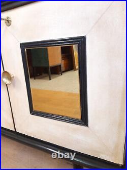 Enfilade Art Deco En Bois Noir, Miroir Dore, Parchemin Epoche 1940 Restaure