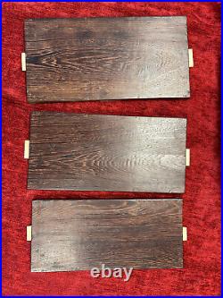 Ensemble trois plateaux Art Déco marquetterie géometrique bois exotique