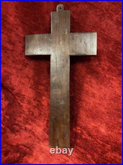 Exceptionnel grand crucifix Art Déco bois exotique croix Jésus Christ Exceptionnel grand crucifix Art Déco bois exotique croix Jésus Christ