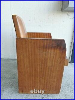 FAUTEUIL 1930-1940 ART DECO Bois CUIR Mobilier Wood chair Design Ancien Art