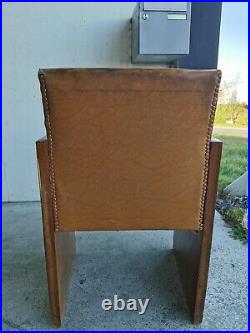 FAUTEUIL 1930-1940 ART DECO Bois CUIR Mobilier Wood chair Design Ancien Art