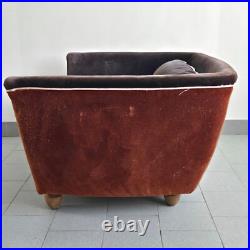 Fauteuil Vintage Art Deco Francais 1930 1940 En Velours & Bois 30s 40s